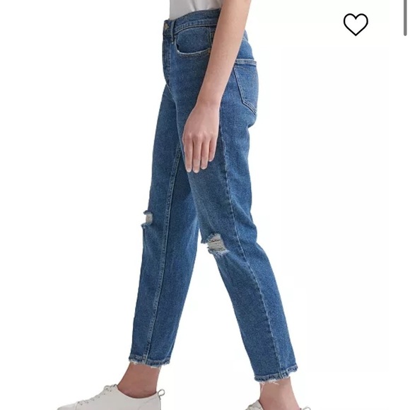 Calvin Klein High Rise Straight Distressed Medium Wash Jeans 26 Button Fly - Picture 3 of 8